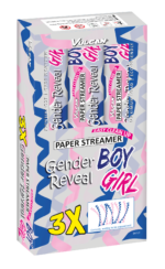 Confetti shooter 3-pack GENDER REVEAL PINK STREAMERS - Image 2
