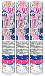 Confetti shooter 3-pack GENDER REVEAL PINK STREAMERS - Image 3